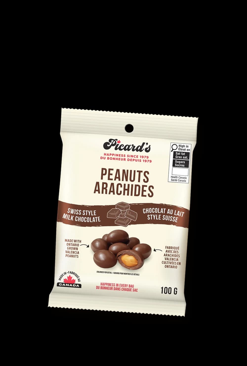 Picard's Swiss Style Milk Chocolate Peanuts 100 g bag
