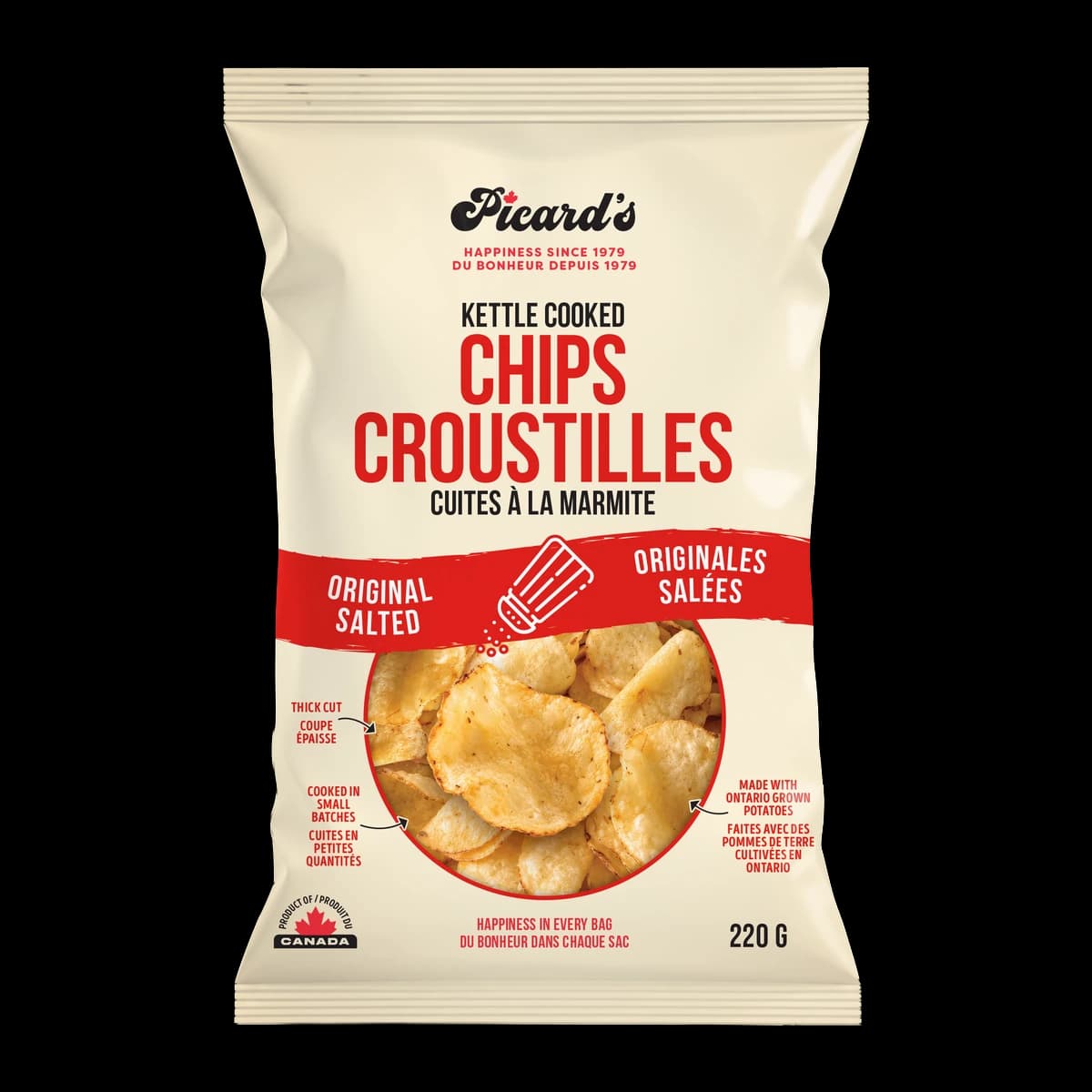 Picard's Original Salted Kettle Cooked Chips, 220 g bag