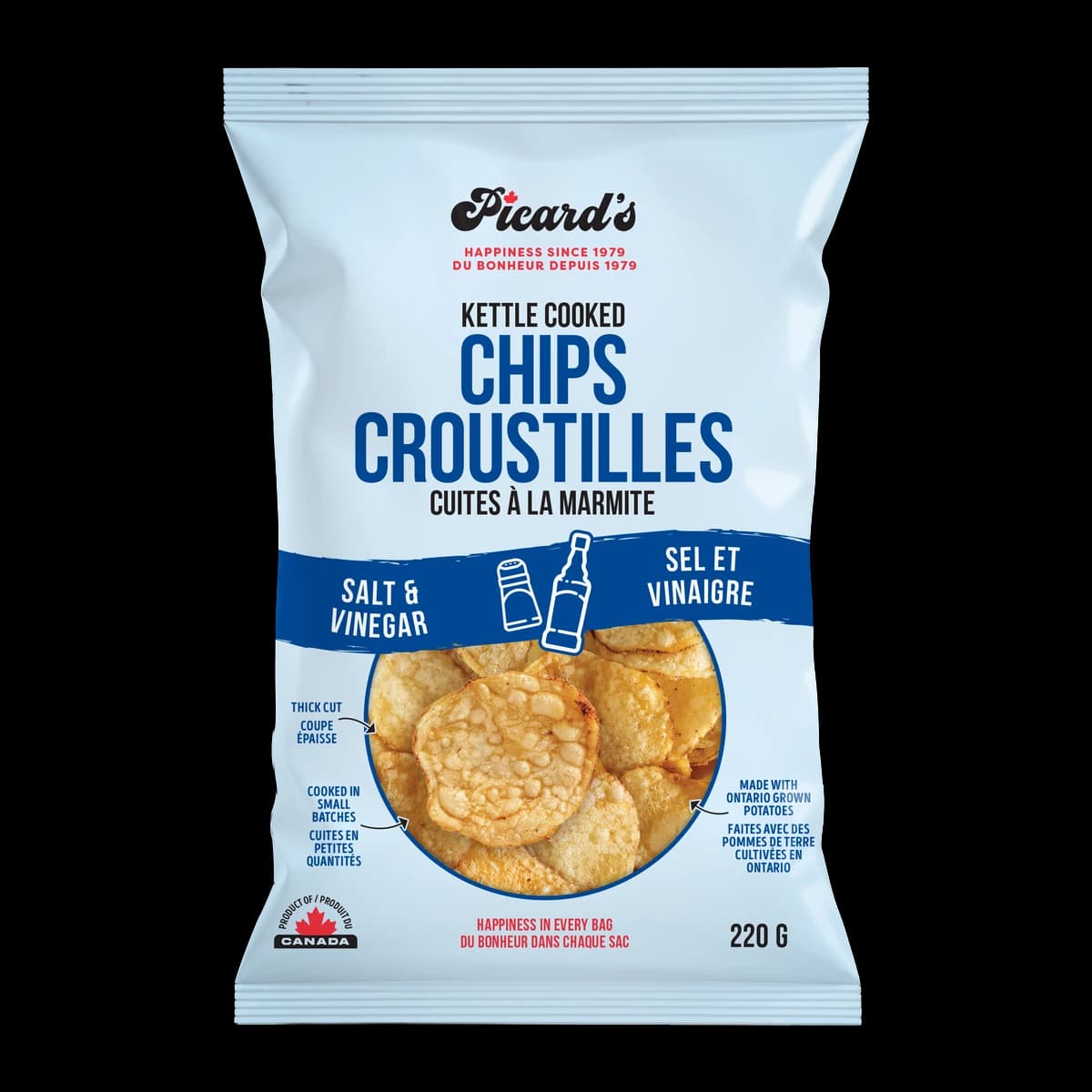 Picard's Salt & Vinegar Kettle Cooked Chips, 220 g bag