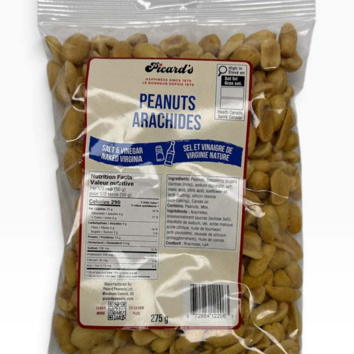 Salt & Vinegar Naked Virginia Peanuts 275g